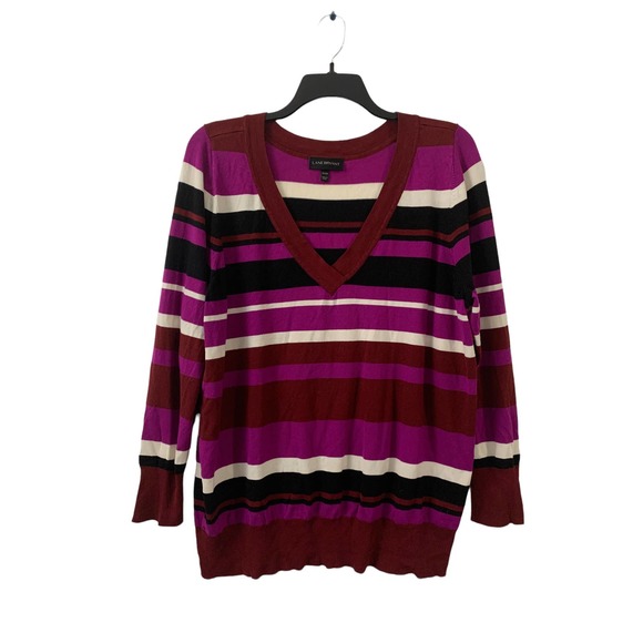 Lane Bryant Sweaters - NEW Lane Bryant Plus Size V-Neck Long Sleeve Striped Sweater 26 | 28